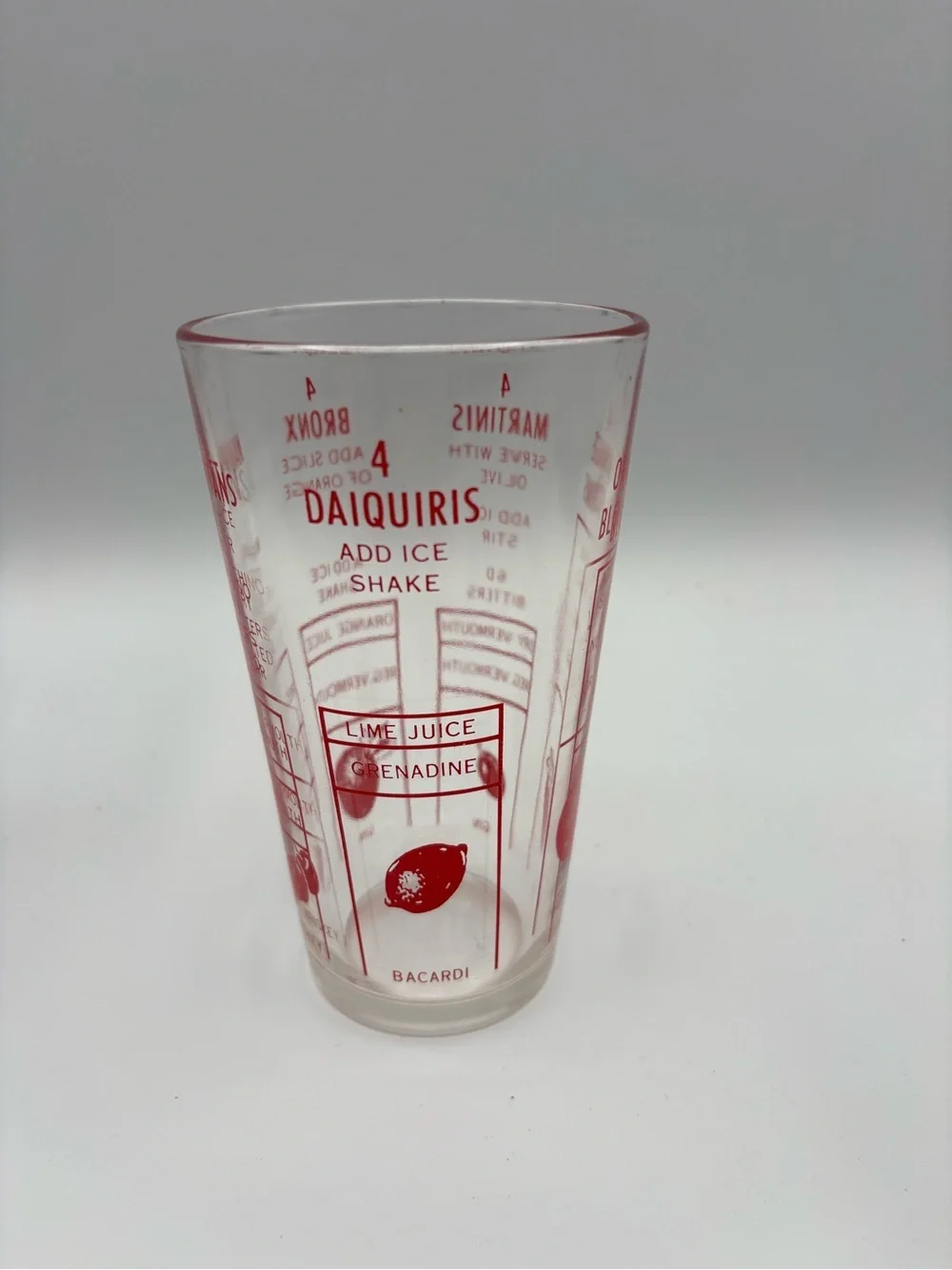 3 MCM Cocktail Barware Recipe Mixing Glasses Mojito Martini Manhattan DAIQUIRIS